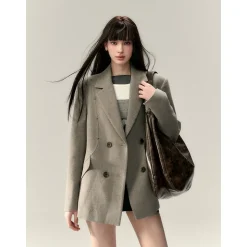 Via Pitti Heavy Rose Rivet Loose Thicken Tweed Blazer