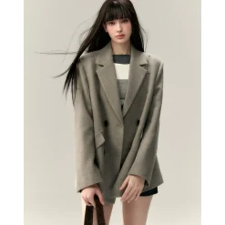Via Pitti Heavy Rose Rivet Loose Thicken Tweed Blazer