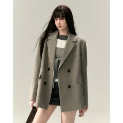 Via Pitti Heavy Rose Rivet Loose Thicken Tweed Blazer