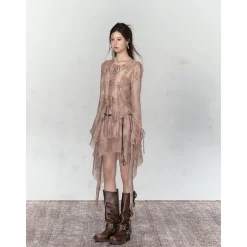 Via Pitti Irregular Render Skirt Brown