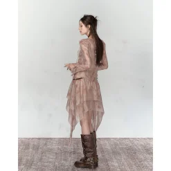 Via Pitti Irregular Render Skirt Brown