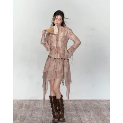 Via Pitti Irregular Render Skirt Brown