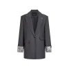 Via Pitti Lace Patchwork Cuff Oversized Blazer