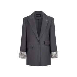 Via Pitti Lace Patchwork Cuff Oversized Blazer