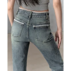 Via Pitti Lace Patchwork Flare Jeans