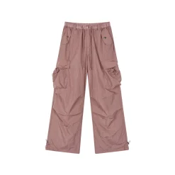 Via Pitti Mesh Big Pocket Casual Cargo Pants Pink