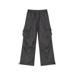 Via Pitti Mesh Big Pocket Casual Cargo Pants Dark Grey