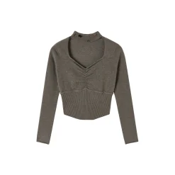 Via Pitti Metal Decor Chocker Collar Sweater Grey
