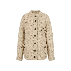 Via Pitti Metal Decor Knit Cardigan Oat