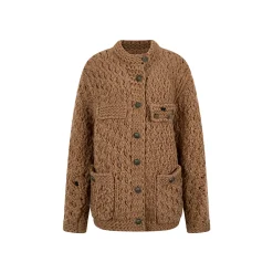 Via Pitti Metal Decor Knit Cardigan Brown