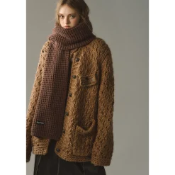 Via Pitti Metal Decor Knit Cardigan Brown