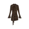 Via Pitti New Chinese String Slim-Fit Dress Brown