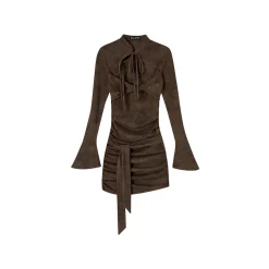 Via Pitti New Chinese String Slim-Fit Dress Brown