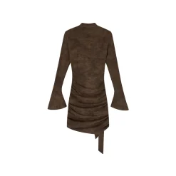 Via Pitti New Chinese String Slim-Fit Dress Brown
