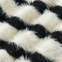Via Pitti Patchwork Striped Off-Shoulder Sweater Black White