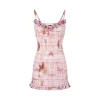 Via Pitti Plaid Rose Slip Vest Dress Pink
