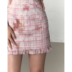 Via Pitti Plaid Rose Slip Vest Dress Pink