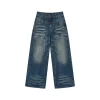 Via Pitti Rivet Wide-Leg Washed Denim Pants Blue