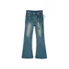 Via Pitti Rose Belt Flare Jeans Blue
