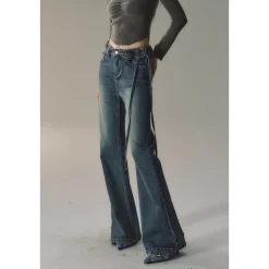 Via Pitti Rose Belt Flare Jeans Blue