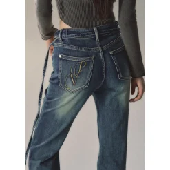 Via Pitti Rose Belt Flare Jeans Blue