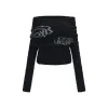 Via Pitti Silver Thread Rose Versatile Knit Sweater Black