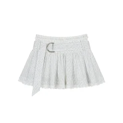 Via Pitti Sparkly Lace Patchwork Striped Skirt Cream White