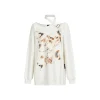 Via Pitti Special Lace Patchwork Off Shoulder Sweater White