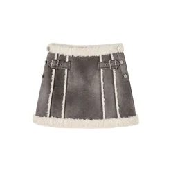 Via Pitti Suede Short Puffer Skirt Grey