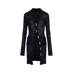 Via Pitti Super-Thin Slim Knit Long Cardigan Black