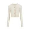 Via Pitti Super-Thin Slim Knit Short Cardigan Cream