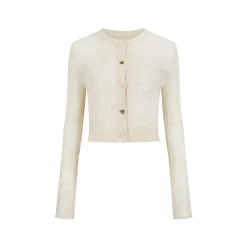 Via Pitti Super-Thin Slim Knit Short Cardigan Cream