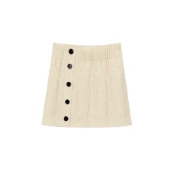 Via Pitti Twisted Button Knit Skirt Beige