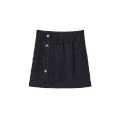 Via Pitti Twisted Button Knit Skirt Navy Blue