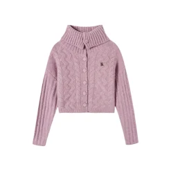 Via Pitti Twisted Woolen Knit Sweater Pink