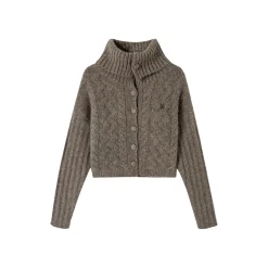 Via Pitti Twisted Woolen Knit Sweater Brown