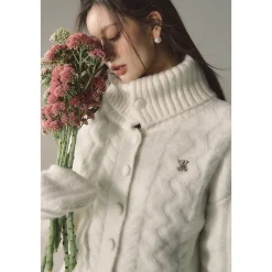 Via Pitti Twisted Woolen Knit Sweater White