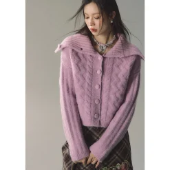 Via Pitti Twisted Woolen Knit Sweater Pink