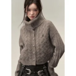 Via Pitti Twisted Woolen Knit Sweater Brown