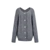 Via Pitti Two-Way Twist Knit Woollen Cardigan Grey