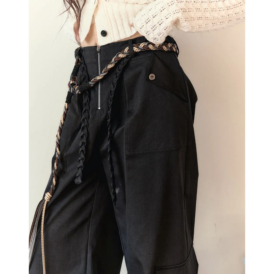 Via Pitti Vintage Big Pockets Cargo Pants Black