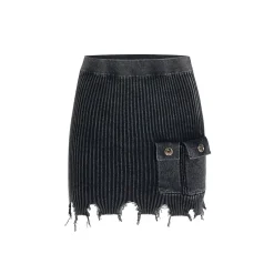 Via Pitti Vintage Destroy Cutting Washed Skirt
