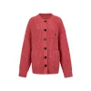 Via Pitti Waffle-Knit Cardigan Red