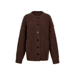 Via Pitti Waffle-Knit Cardigan Brown