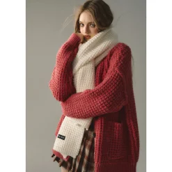 Via Pitti Waffle-Knit Cardigan Red