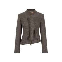 Via Pitti Waist Belt Slim Racing Jacket Grey