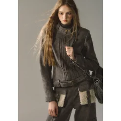 Via Pitti Waist Belt Slim Racing Jacket Grey