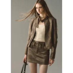Via Pitti Waist Belt Slim Racing Jacket Khaki