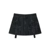 Via Pitti Washed Denim Cargo Skirt Shorts Black