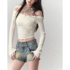 Via Pitti Washed Denim Mini Shorts